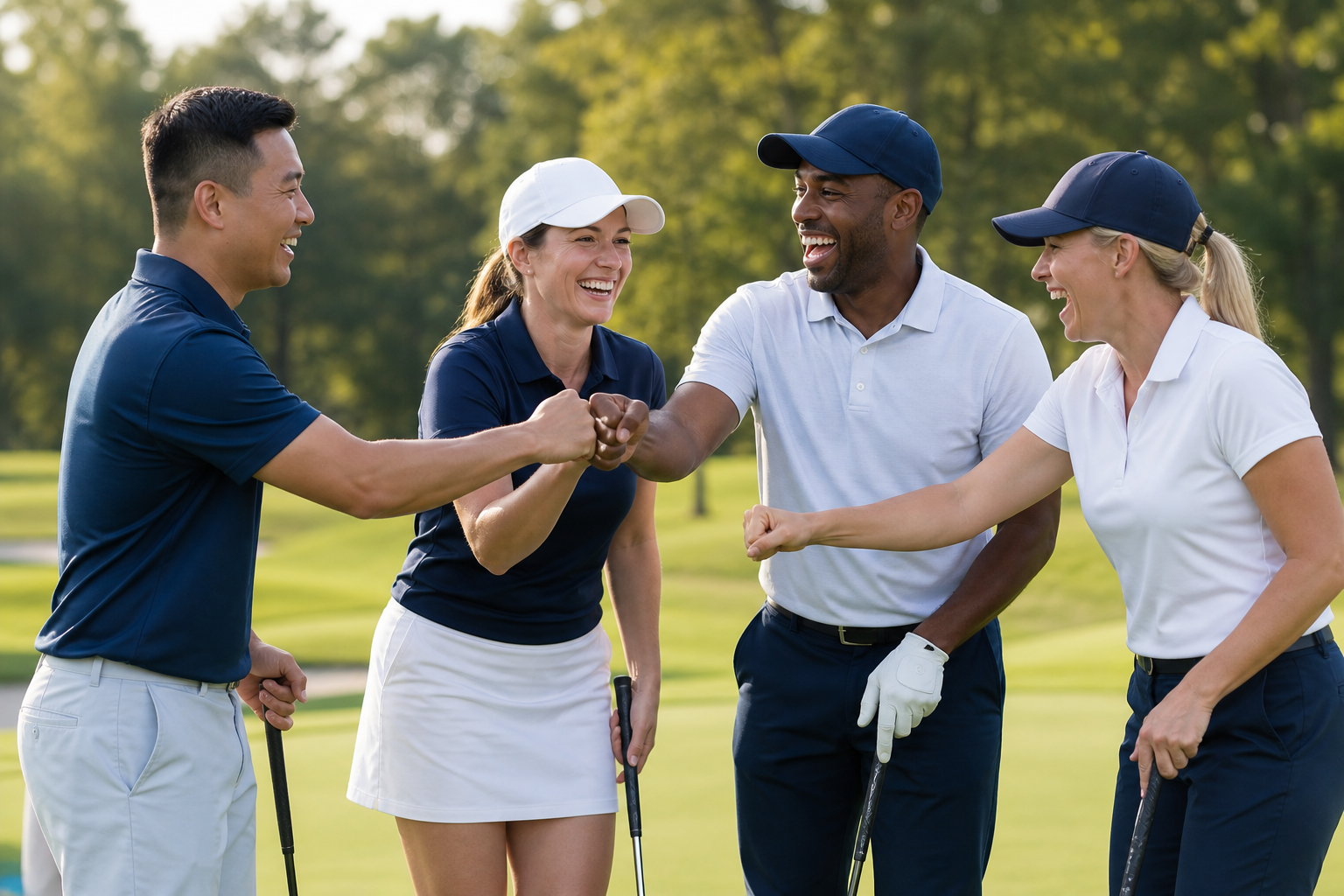 Players celebrating a charity round